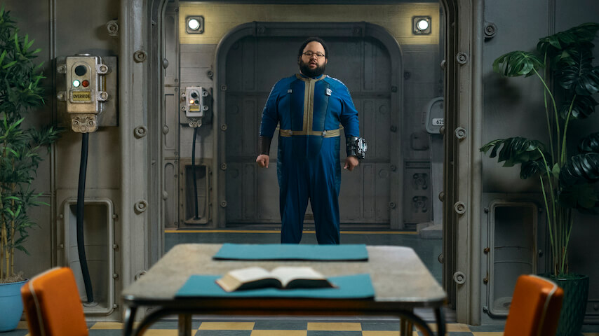 Кадр из сериала Fallout, стилизованный под концепцию реалити-шоу