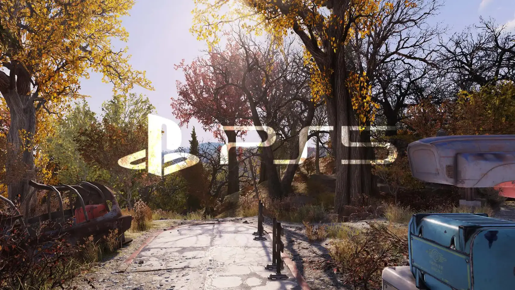 Осенняя Аппалачия из Fallout 76 с логотипом PlayStation 5